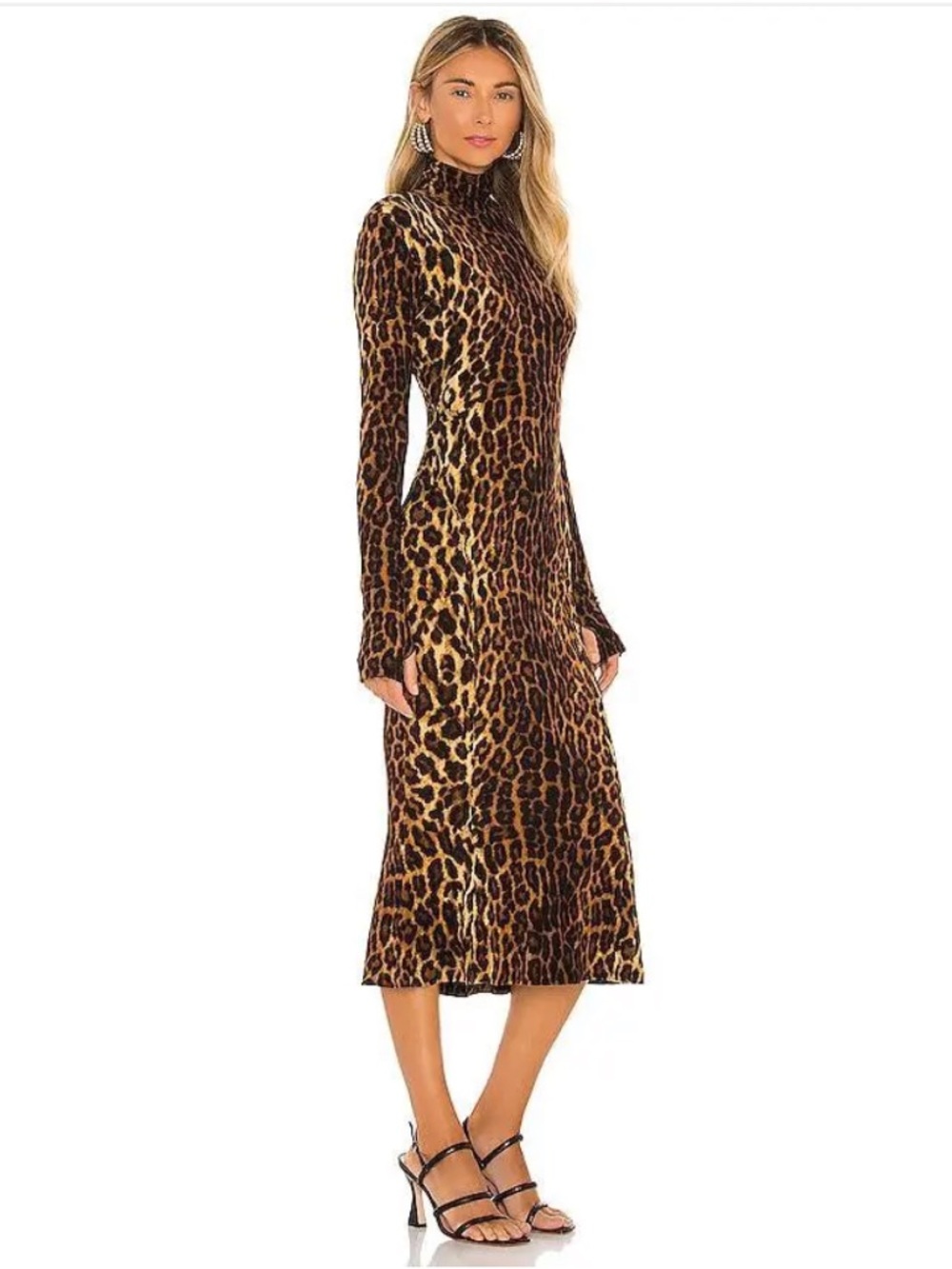 Norma Kamali Leopard-Print Long-Sleeve Midi Dress - Brown/Black - Picture 5 of 16